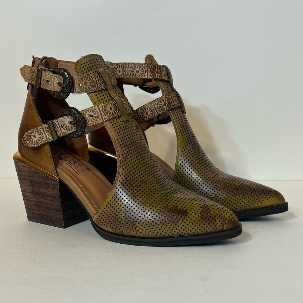 NEW Spring Step Shoes L' Artiste Daretobe-TNM Tan Multi Women's Heels Size 36
